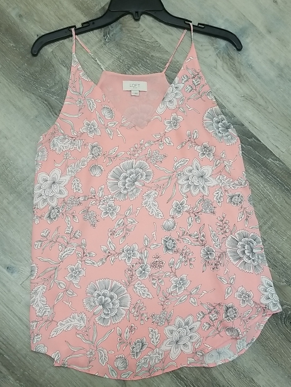 LOFT Pinkish Coral Floral V-Neck Tank